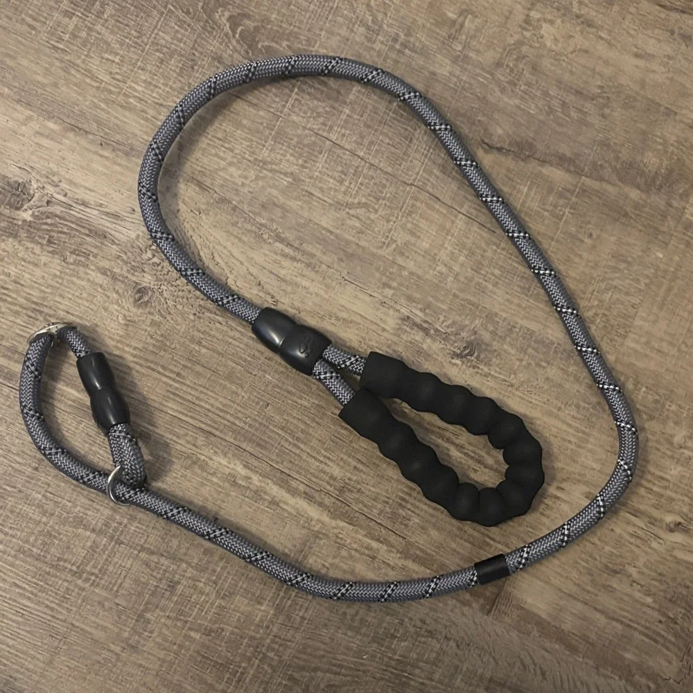 Black and Gray Dog Leash 5’ Slip Collar for Training